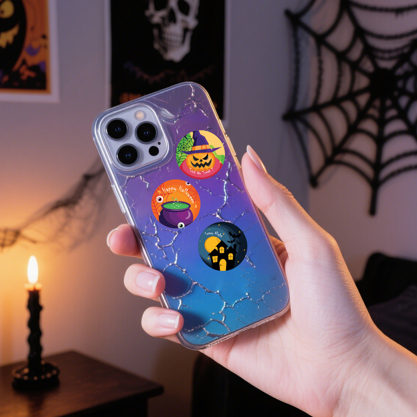 Halloween Pattern PVC Self-Adhesive Stickers For Festival Decoration