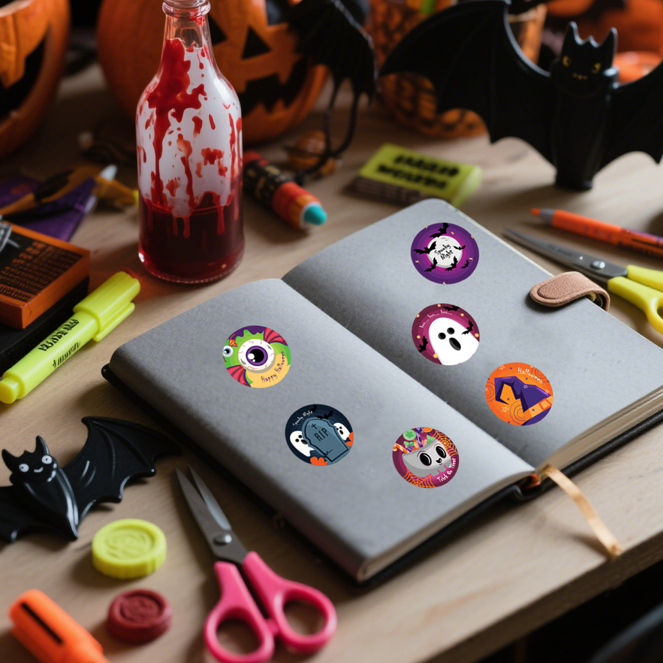 Halloween Pattern PVC Self-Adhesive Stickers For Festival Decoration