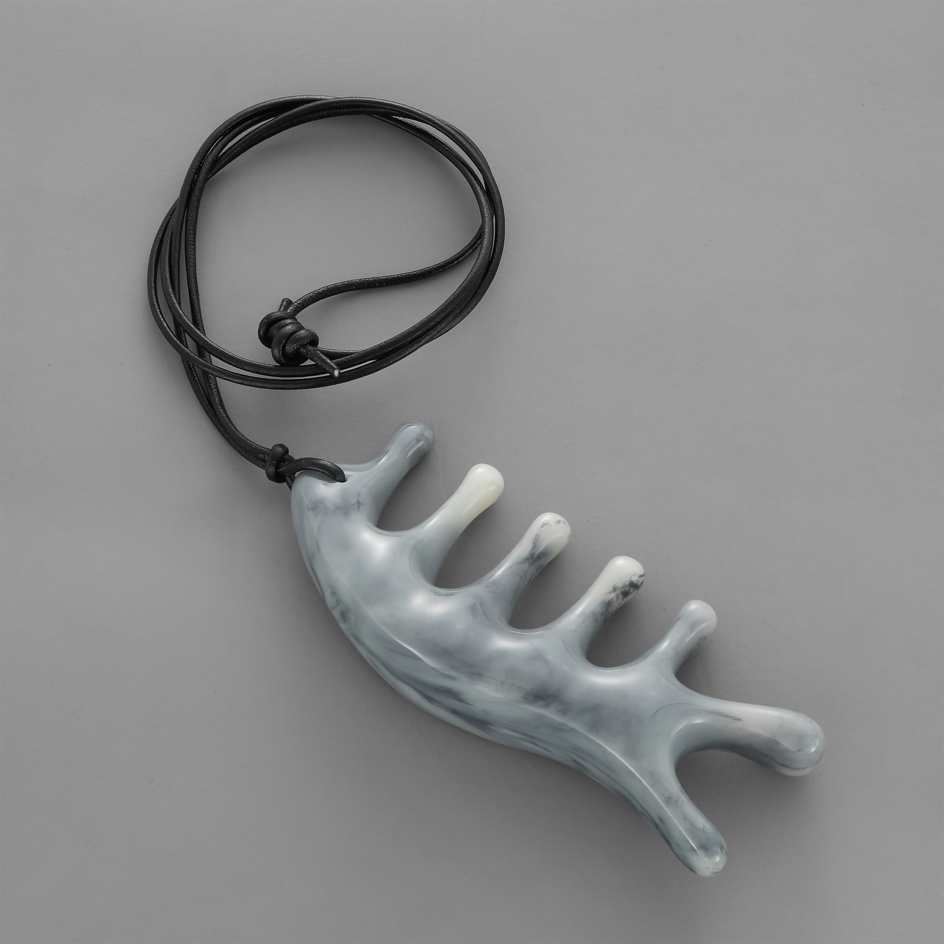 Handmade Simple Style Necklace For Adults With Leather Rope Chain Featuring Acetic Acid Sheets