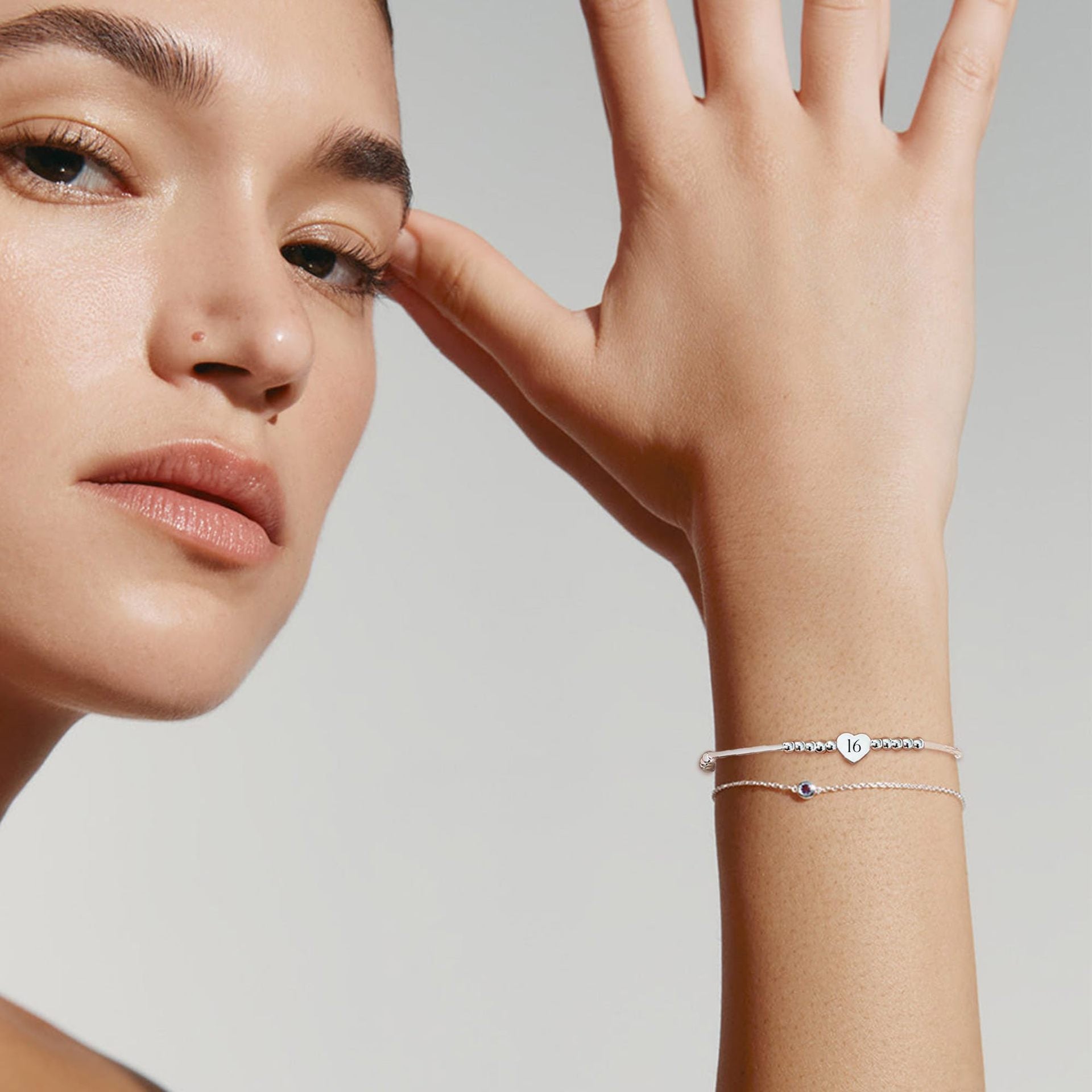 Heart Shape Beaded Bracelet For Women In Simple Style, Stainless Steel With Electroplated Gold Plating