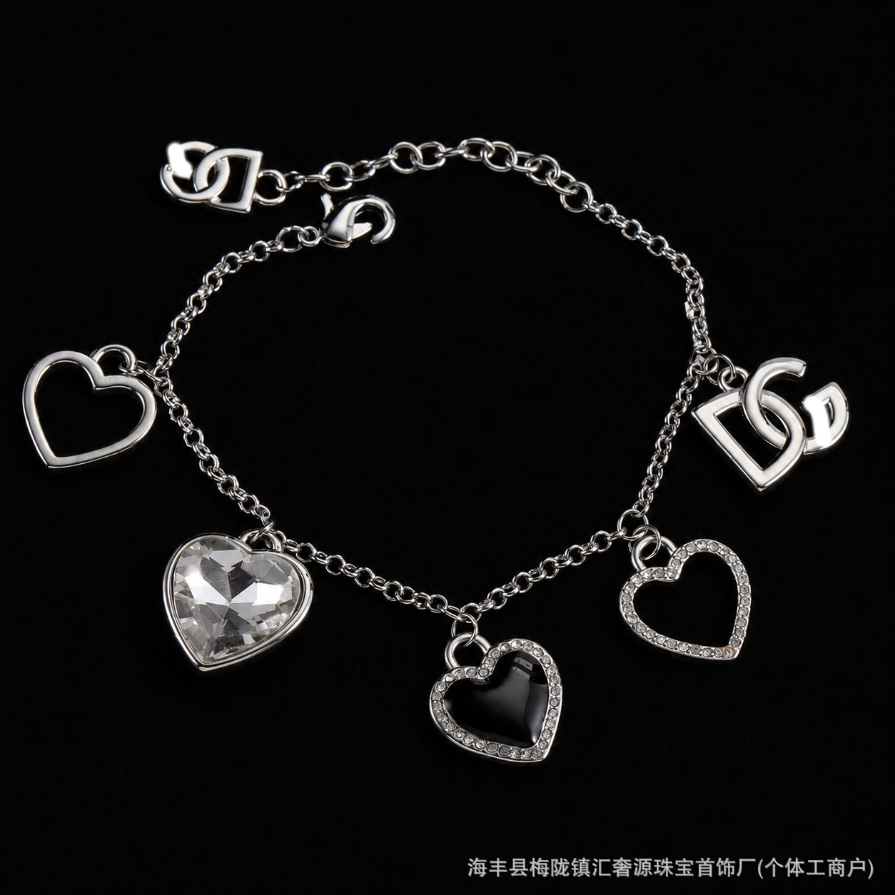 Heart Shape Brass Bracelet For Women With Zircon Inlay, Electroplated And Golden Plated Finish