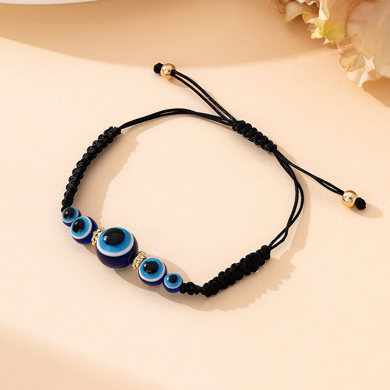 Devil's Eye Beading Bracelet In Blue Featuring Ethnic Style For Unisex Wear