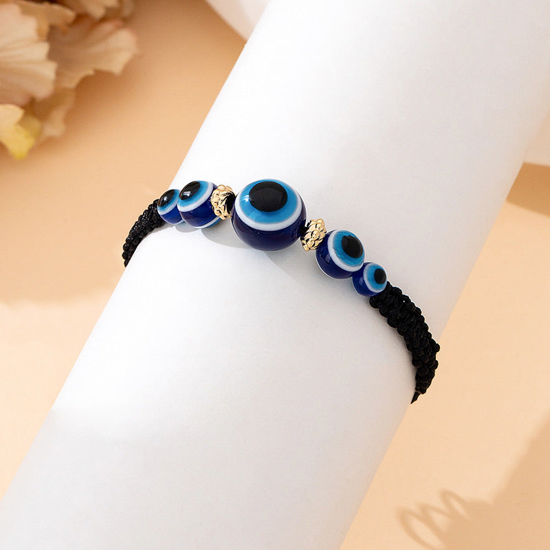 Devil's Eye Beading Bracelet In Blue Featuring Ethnic Style For Unisex Wear