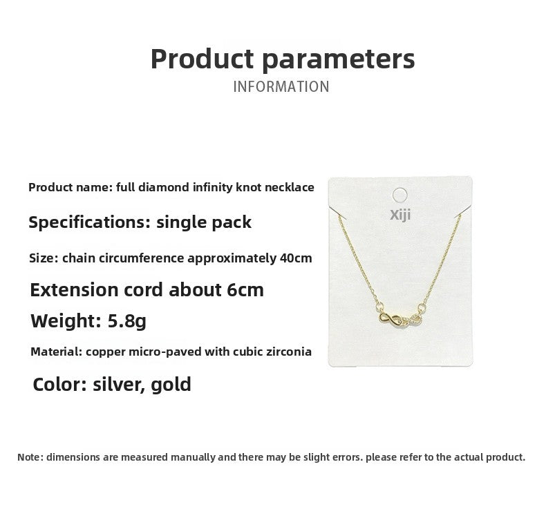 Infinity Gold Copper Choker Necklace For Women With Rhinestones In Simple Style