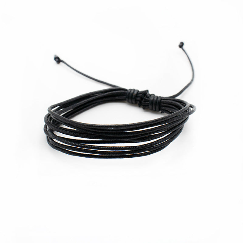 Heart Shape Braid Rope Bracelet In Dyed Black, Simple Style Unisex Woven Chain Accessory