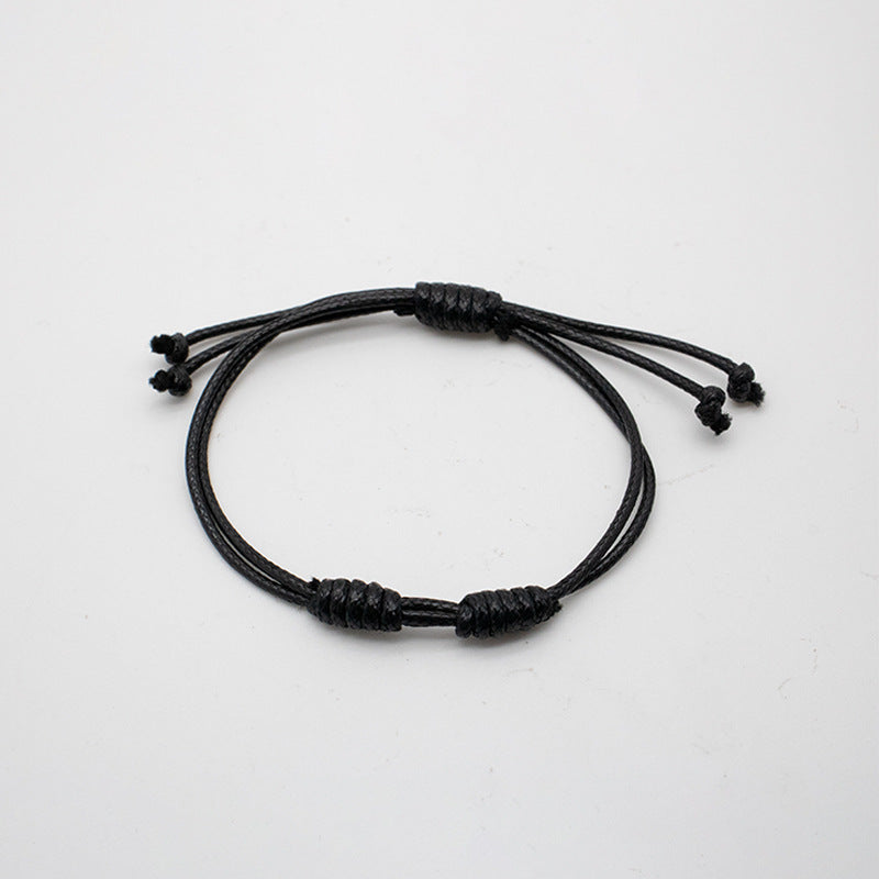 Heart Shape Braid Rope Bracelet In Dyed Black, Simple Style Unisex Woven Chain Accessory