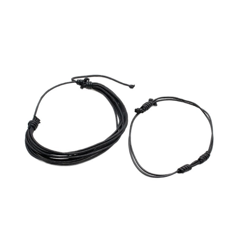 Heart Shape Braid Rope Bracelet In Dyed Black, Simple Style Unisex Woven Chain Accessory