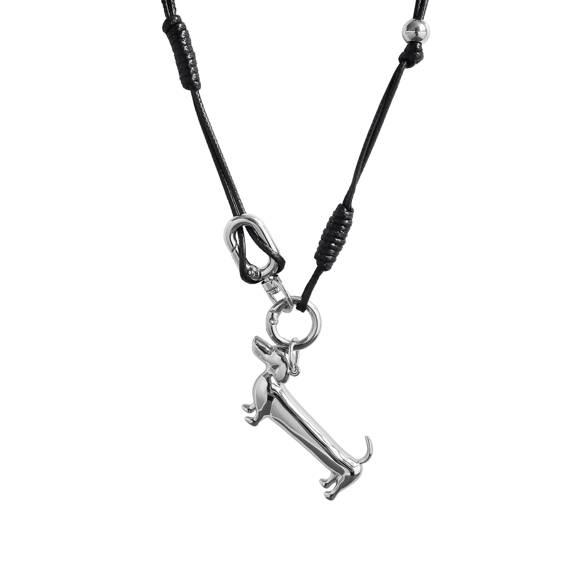 New Style Long Dog Necklace For Women With Electroplated Brass Pendant And Wax Line Material