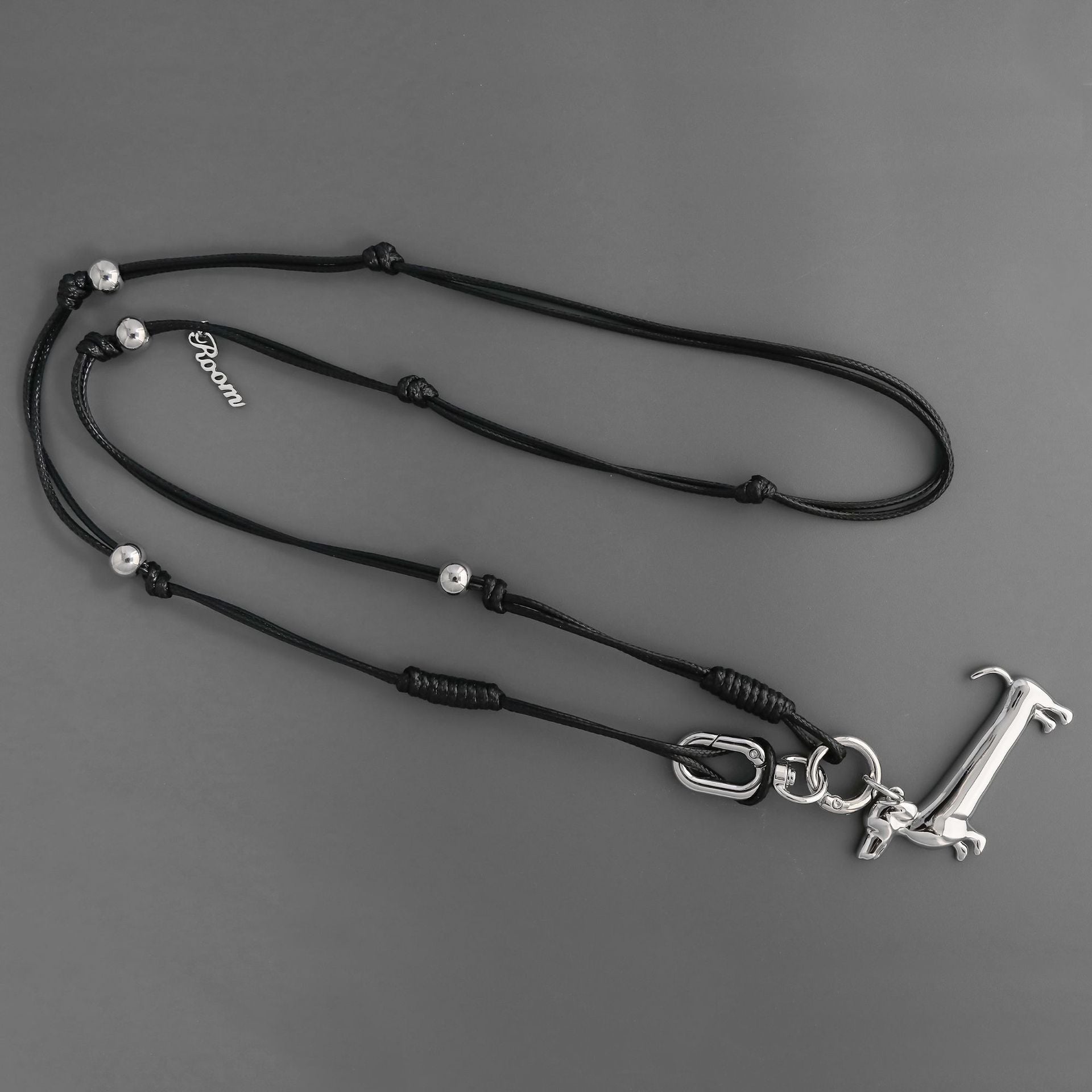 New Style Long Dog Necklace For Women With Electroplated Brass Pendant And Wax Line Material