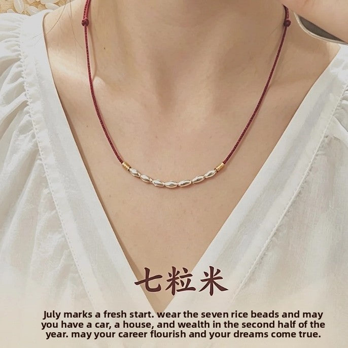 Geometric Braid Silver Copper Necklace For Unisex With Zircon Inlay And Rope Cord String Chain