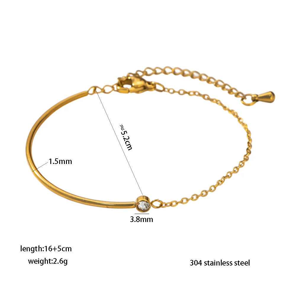 Heart Shape Bracelet For Women In Titanium Steel With Zircon Inlay, Featuring Durable Titanium Steel Chain And Pendant