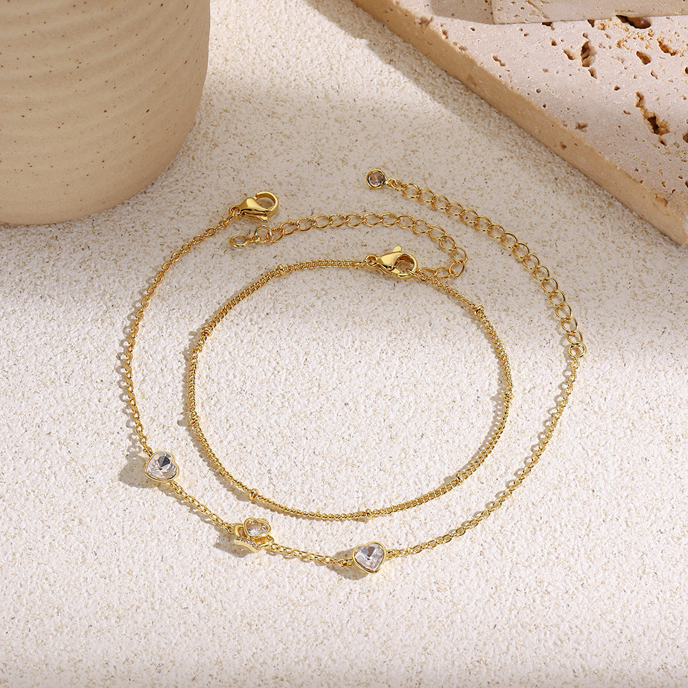Crown Bracelet For Women In Copper With Electroplated Gold Plating And Rhinestone Inlay, Featuring Stretch Adjustable Clasp