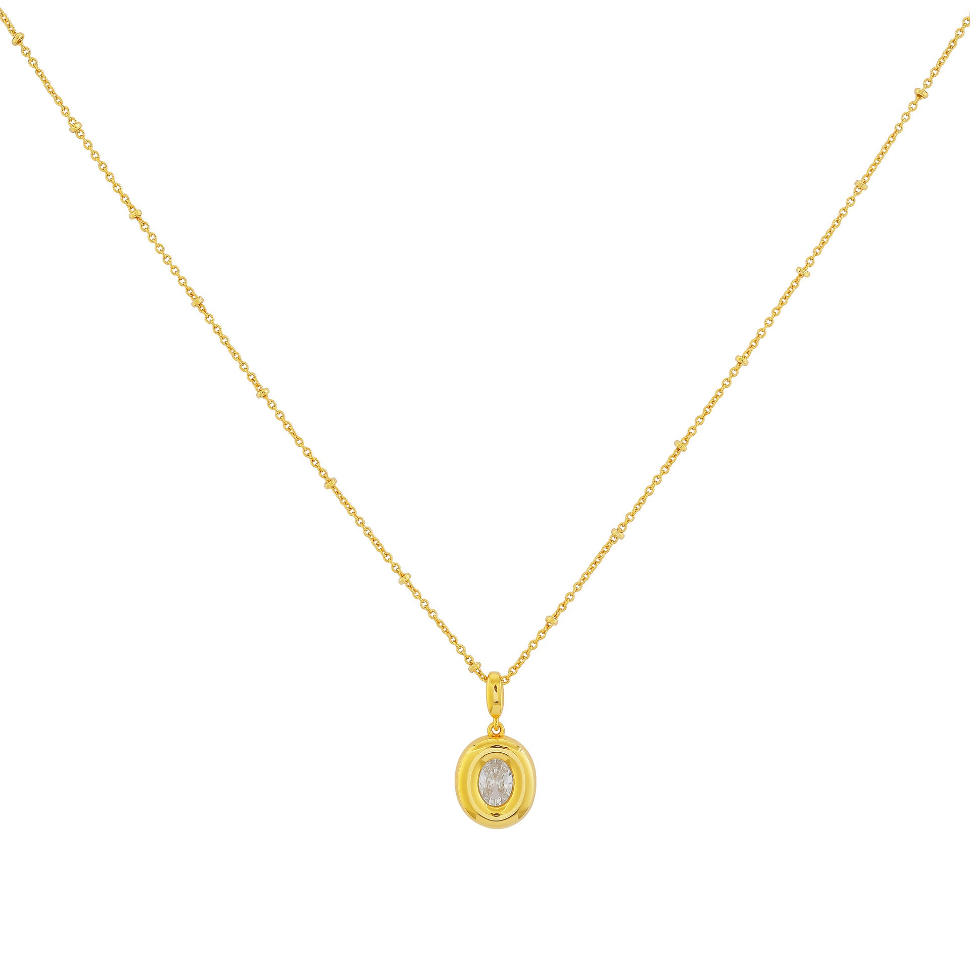 Elegant Gold Quadrilateral Necklace For Women With Brass Pendant And Snake Chain