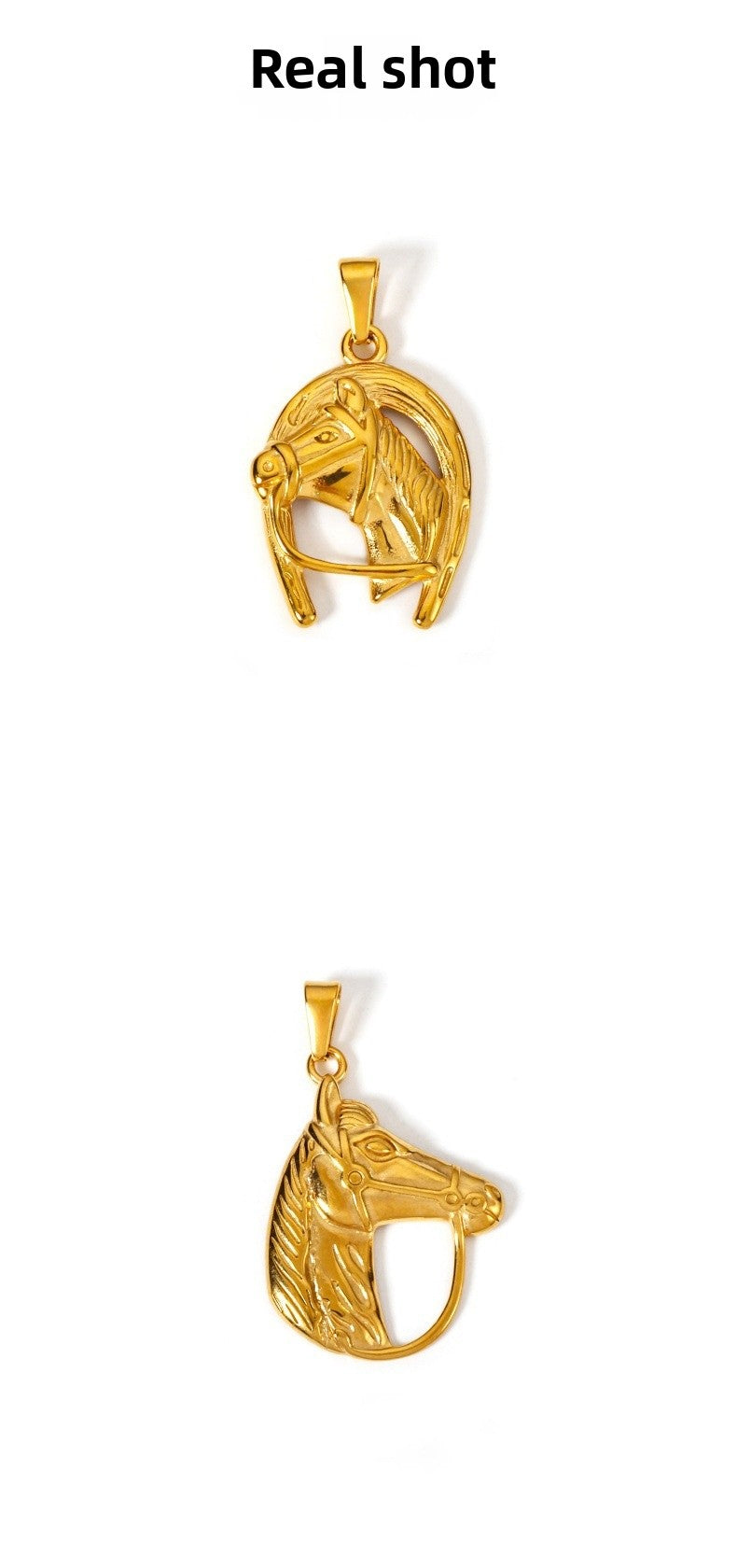 Hip-Hop Men's Horse Pendant In Gold Electroplated Metal Featuring Durable Craftsmanship