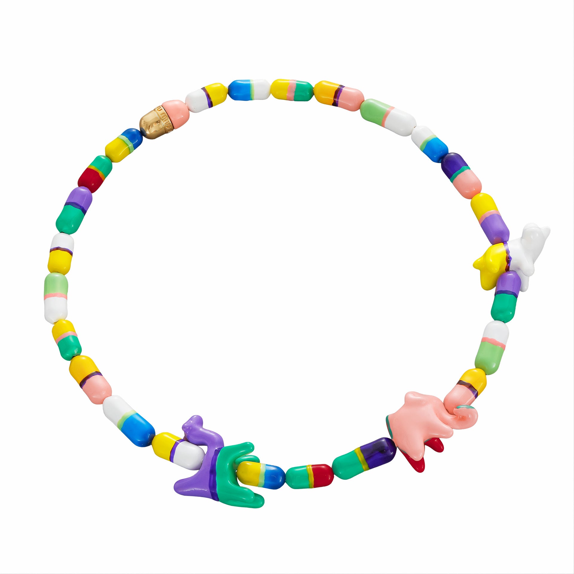 Animal Pattern Resin Pendant Necklace For Women With Beaded Chain Featuring Resin Inlay Craft Beading Design