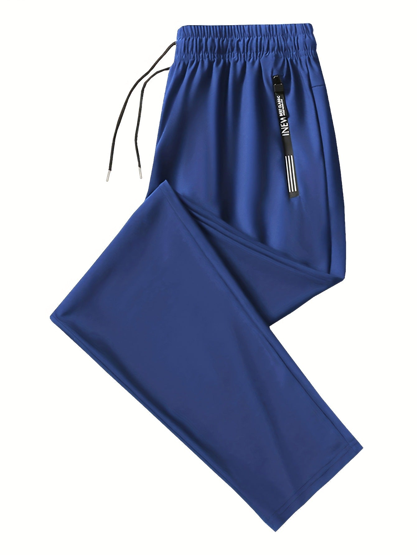 Men's Solid Color Full Length Jogging Pants In Nylon Fabric With Zipper Detail For Sport Style