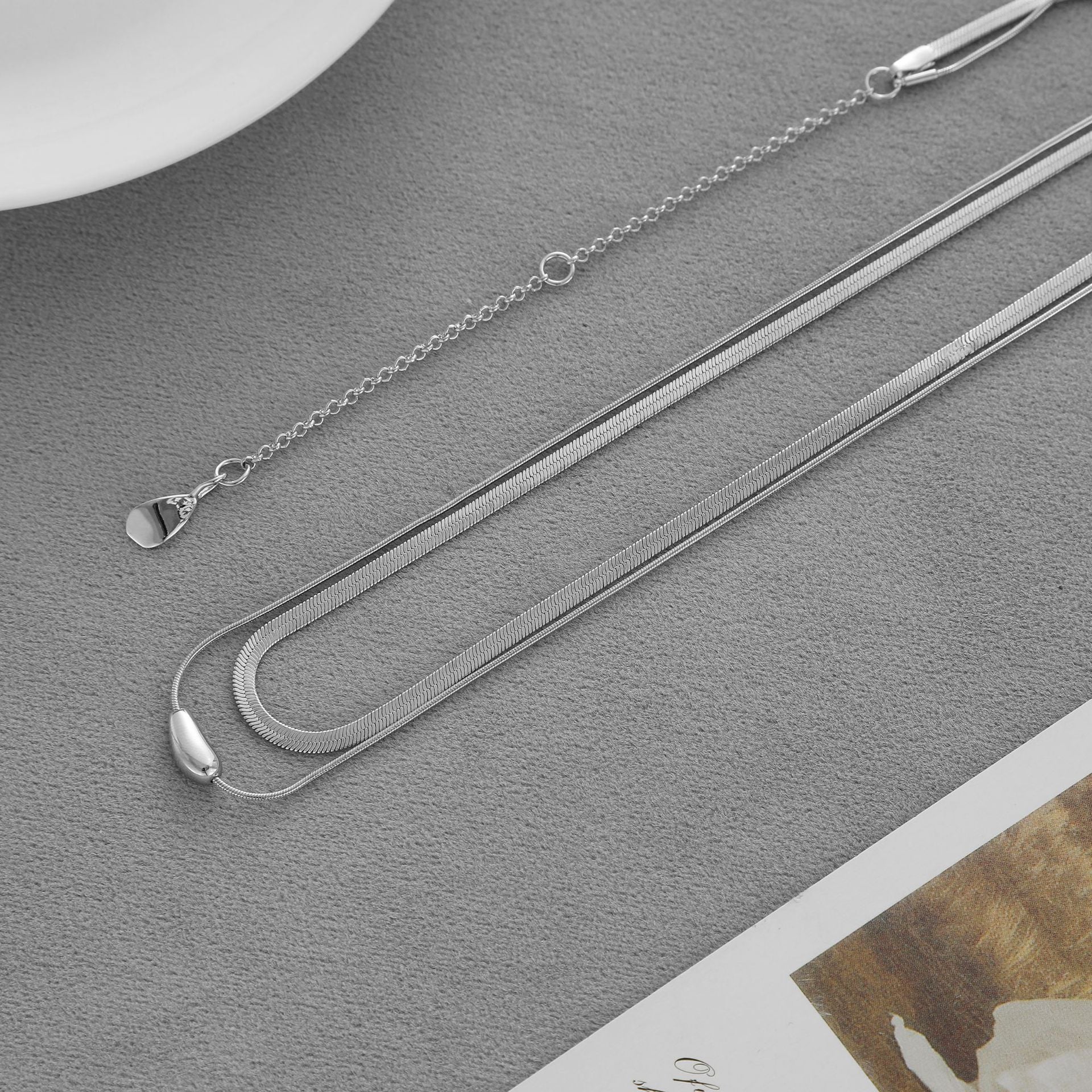 New Style Irregular Double Layer Necklaces For Unisex Featuring Brass Pendants With Electroplated Brass Snake Chain