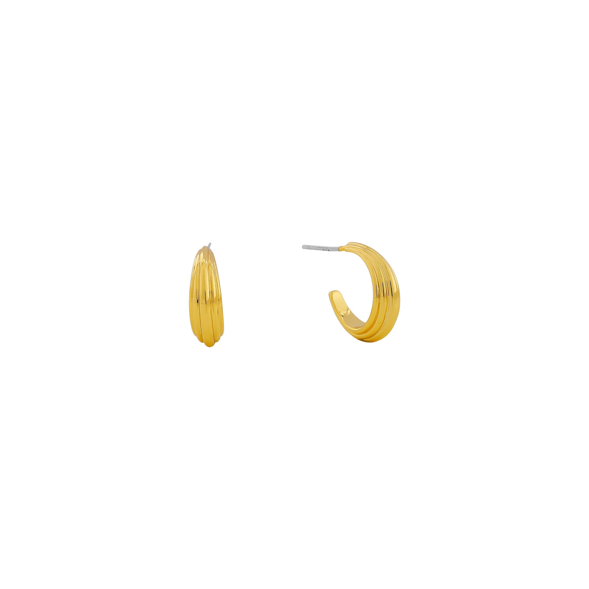 C Shape Twist Stud Earrings In Brass With 18K Real Gold Plated, Featuring 925 Sterling Silver Posts, Retro Style For Women