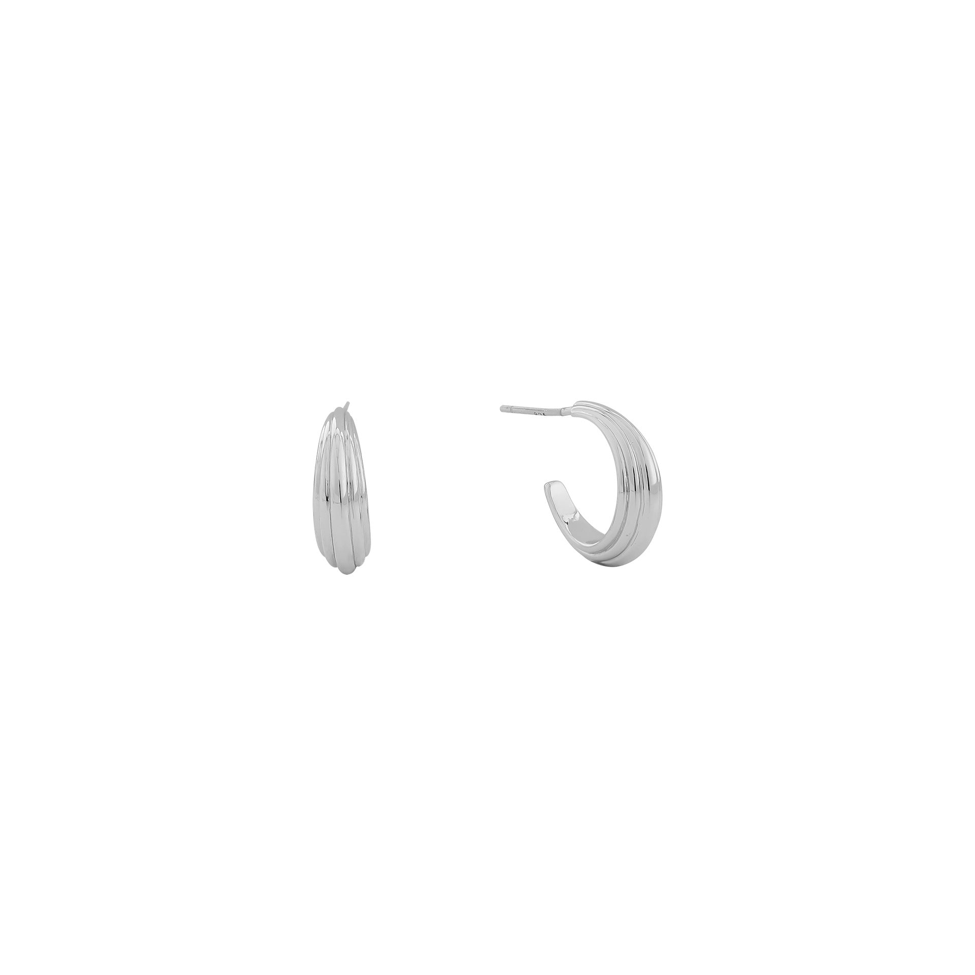 C Shape Twist Stud Earrings In Brass With 18K Real Gold Plated, Featuring 925 Sterling Silver Posts, Retro Style For Women