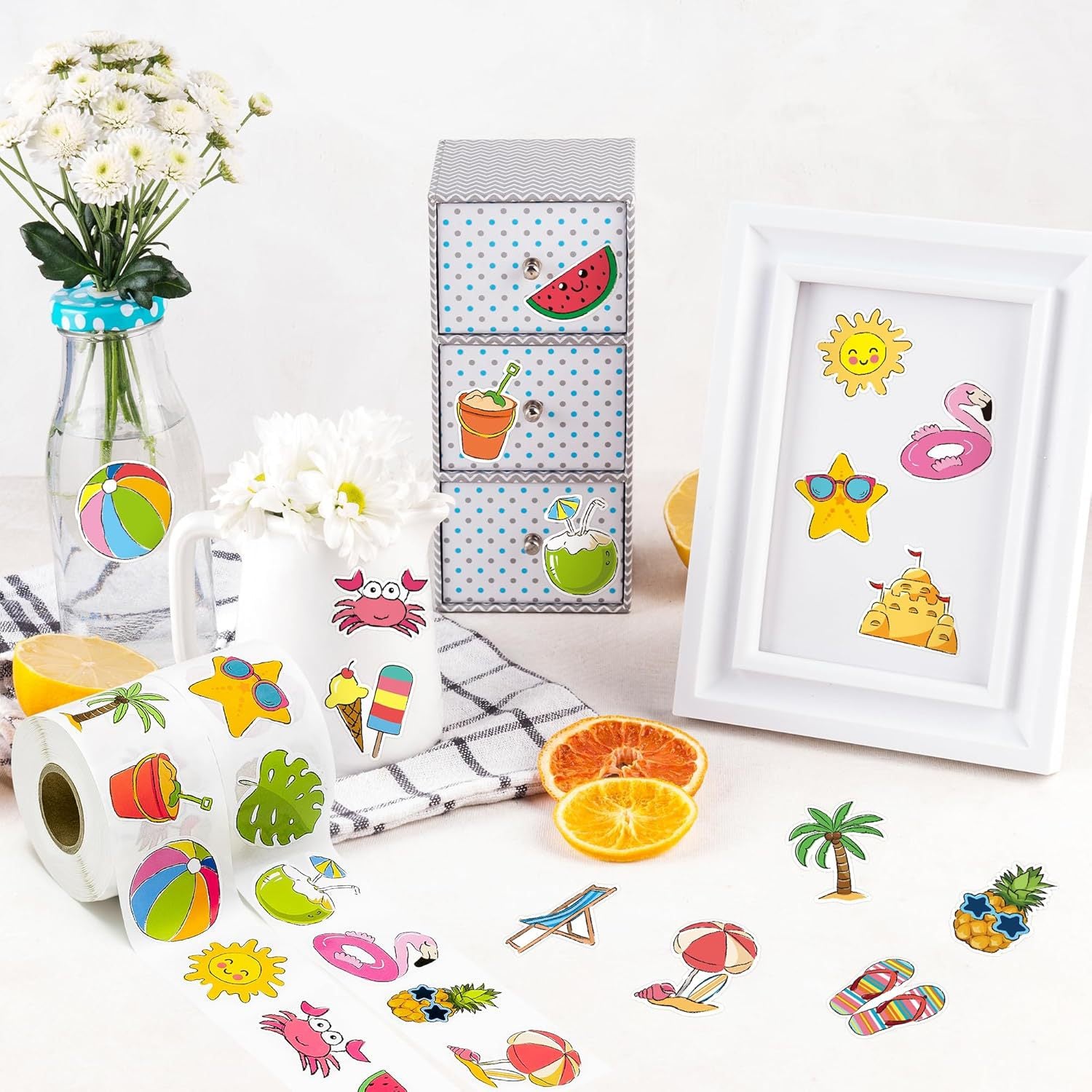 Coconut Beach Stickers Featuring Durable Copper Plate Material For Stylish Stationery Use