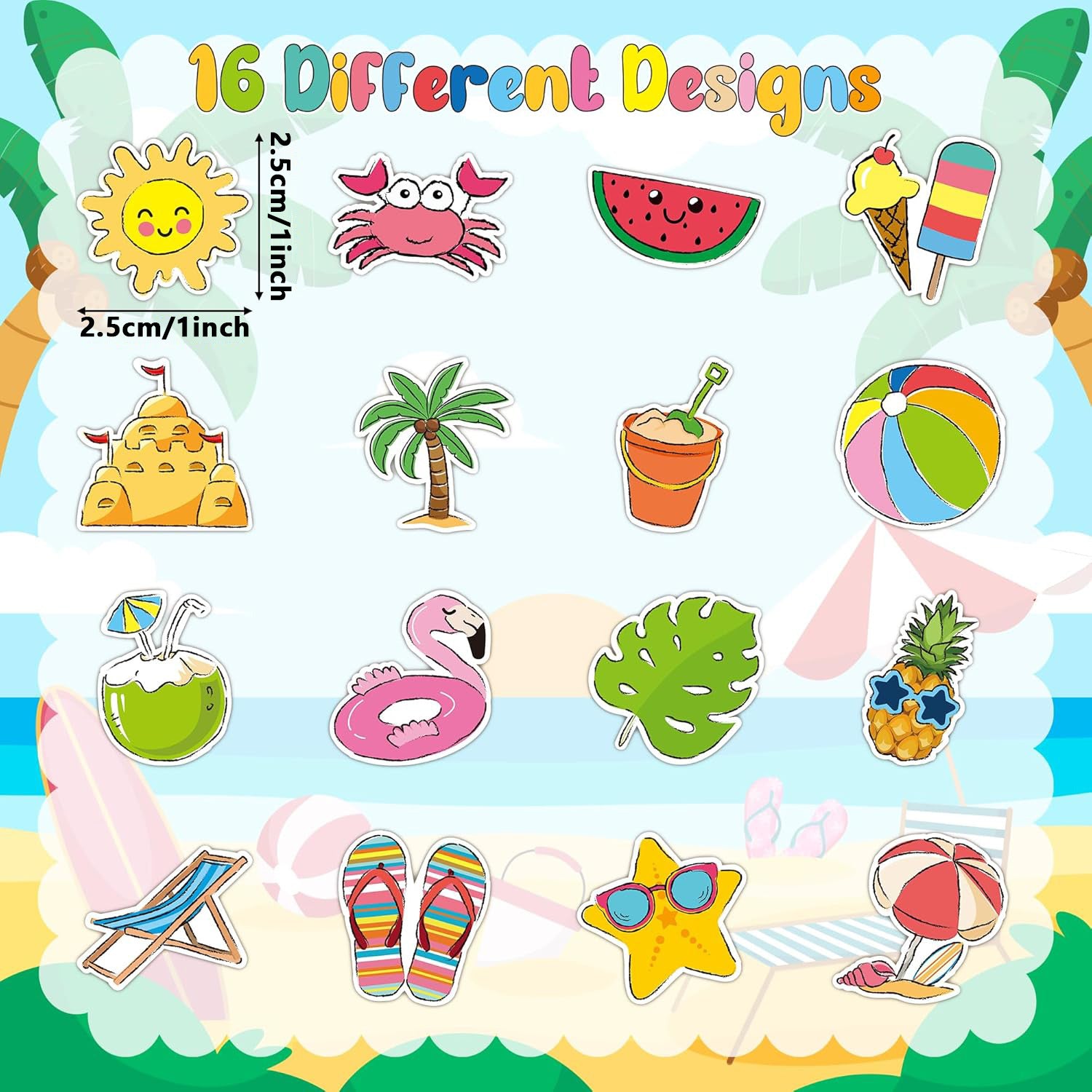 Coconut Beach Stickers Featuring Durable Copper Plate Material For Stylish Stationery Use