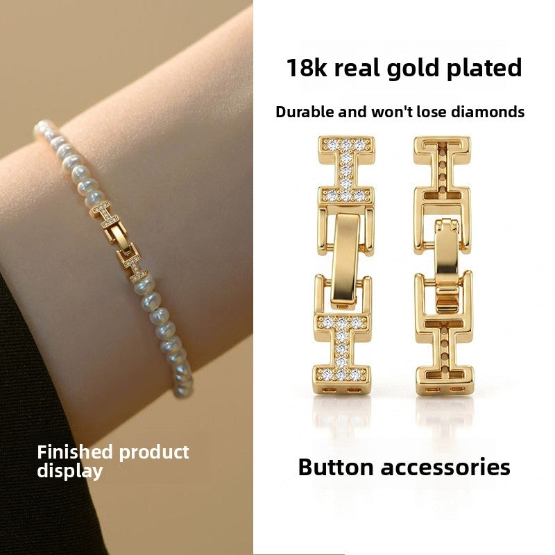 Polished Brass Jewelry Buckle Featuring Electroplated Real Gold Plated Finish With Geometric Pattern And OT Toggle Clasp Closure