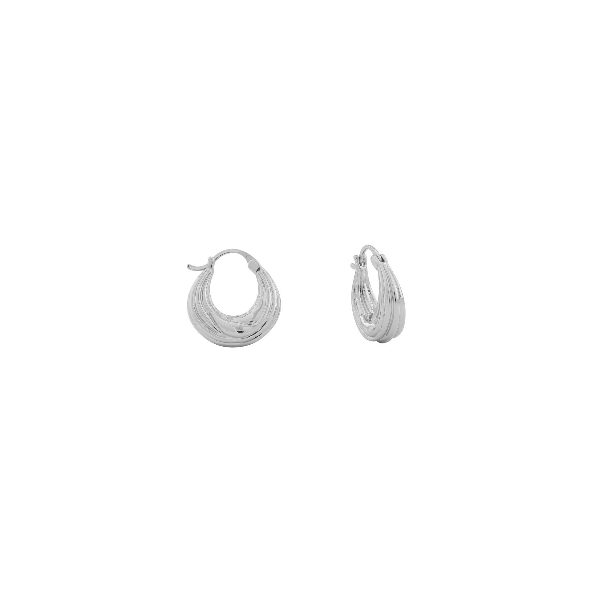 Curve Hoop Earrings For Women In 18K Real Gold Plated Brass With Copper Ear Pins, Elegant Gold Jewelry