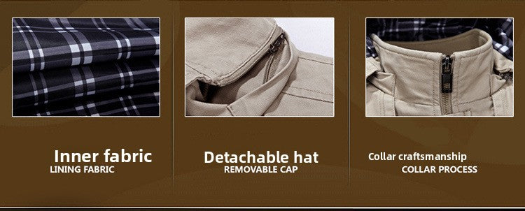 Men's Casual Solid Color Single Breasted Jacket In Cotton Fabric With Comfortable Fit