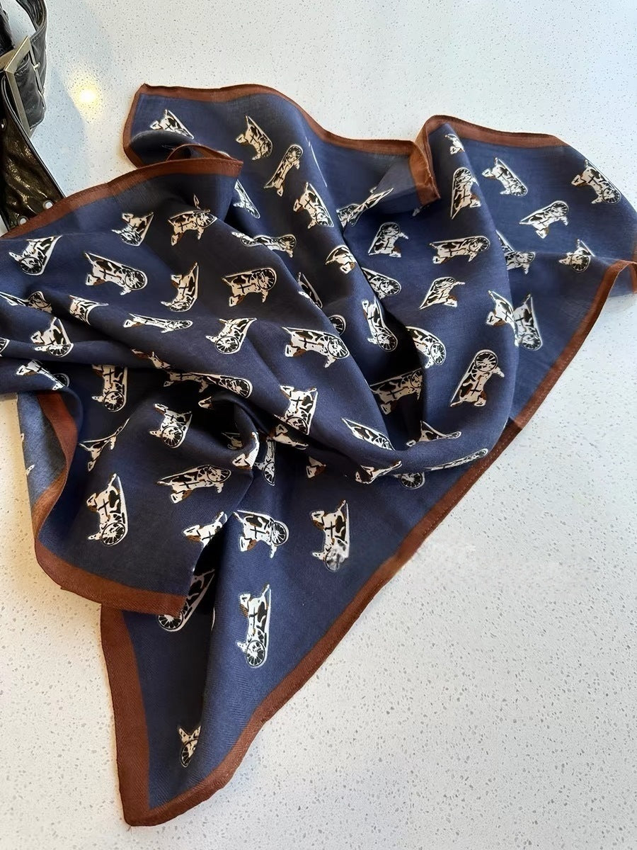 French Style Cashew Nuts Bandana In Caramel Flannel, Perfect For Spring Wear