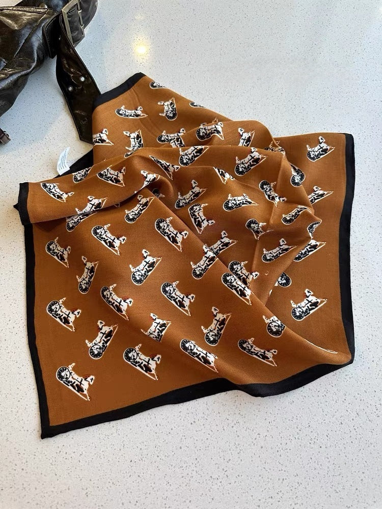 French Style Cashew Nuts Bandana In Caramel Flannel, Perfect For Spring Wear