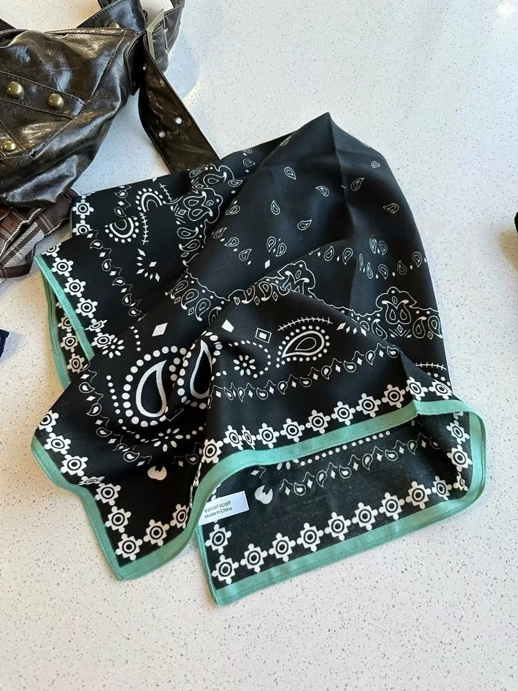 French Style Cashew Nuts Bandana In Caramel Flannel, Perfect For Spring Wear