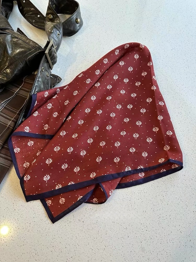 French Style Cashew Nuts Bandana In Caramel Flannel, Perfect For Spring Wear