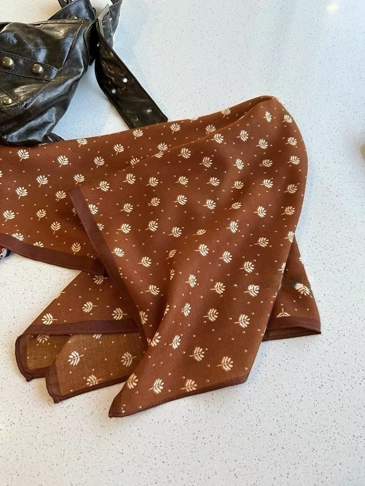 French Style Cashew Nuts Bandana In Caramel Flannel, Perfect For Spring Wear