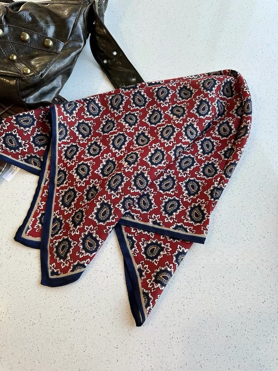 French Style Cashew Nuts Bandana In Caramel Flannel, Perfect For Spring Wear