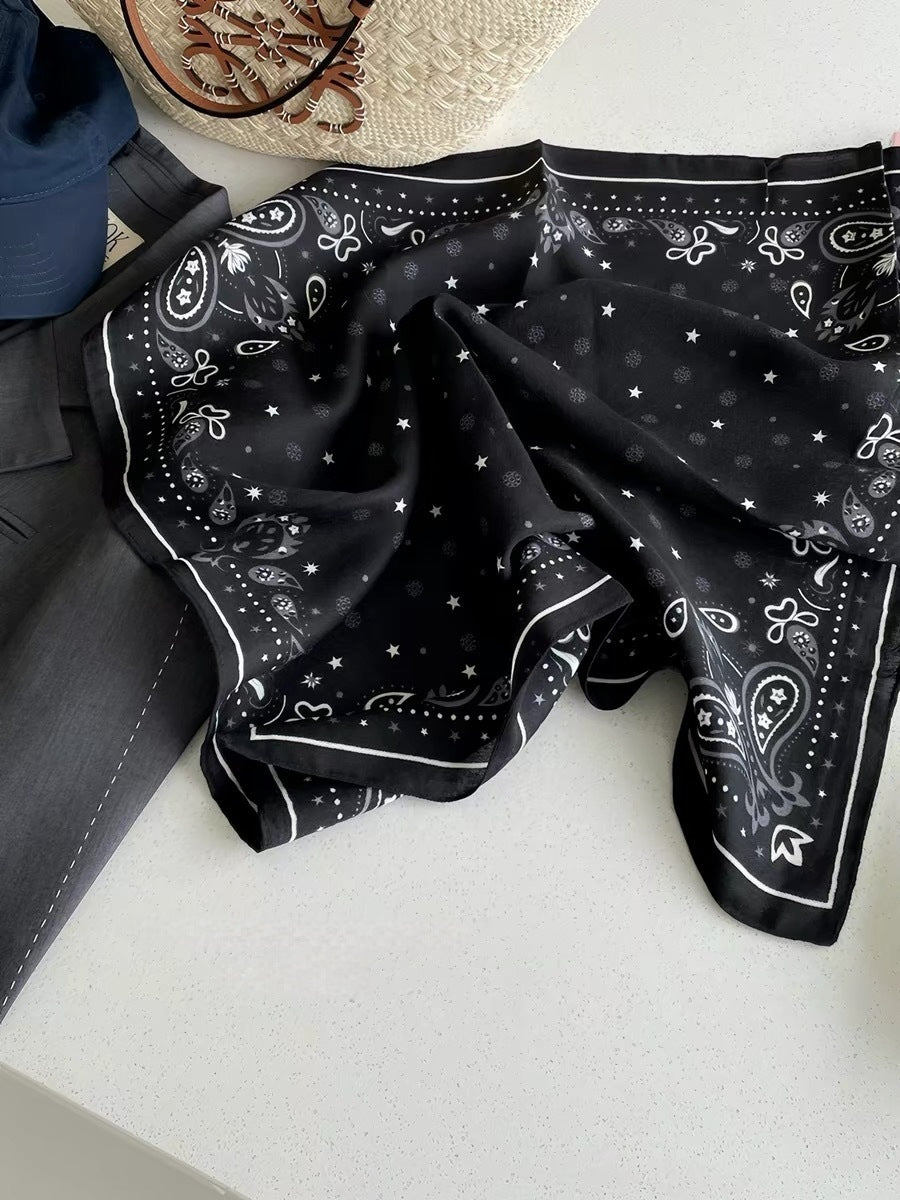 French Style Cashew Nuts Bandana In Caramel Flannel, Perfect For Spring Wear