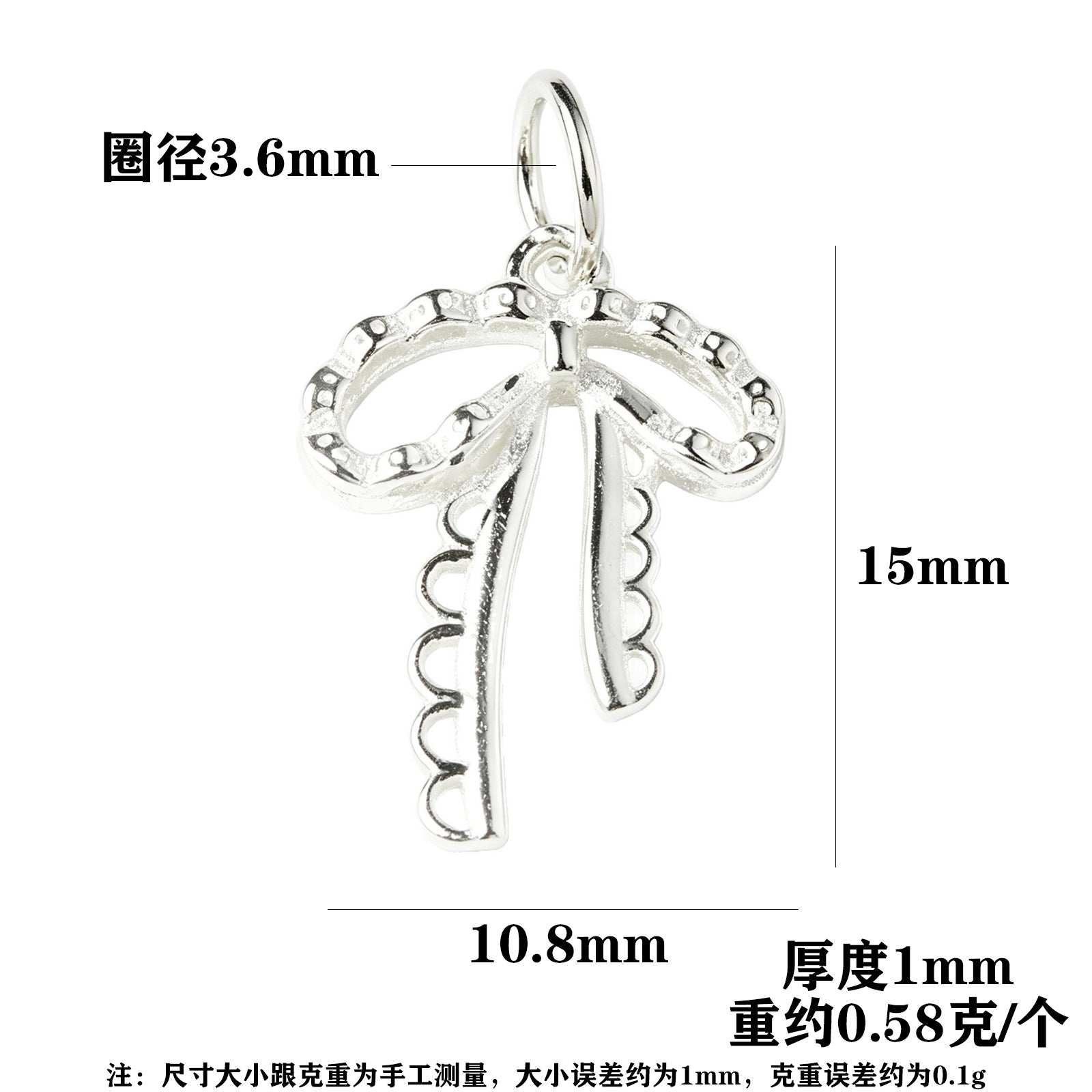 Handmade Polished S999 Silver Bow Tie Pendant Jewelry Accessory In Silver