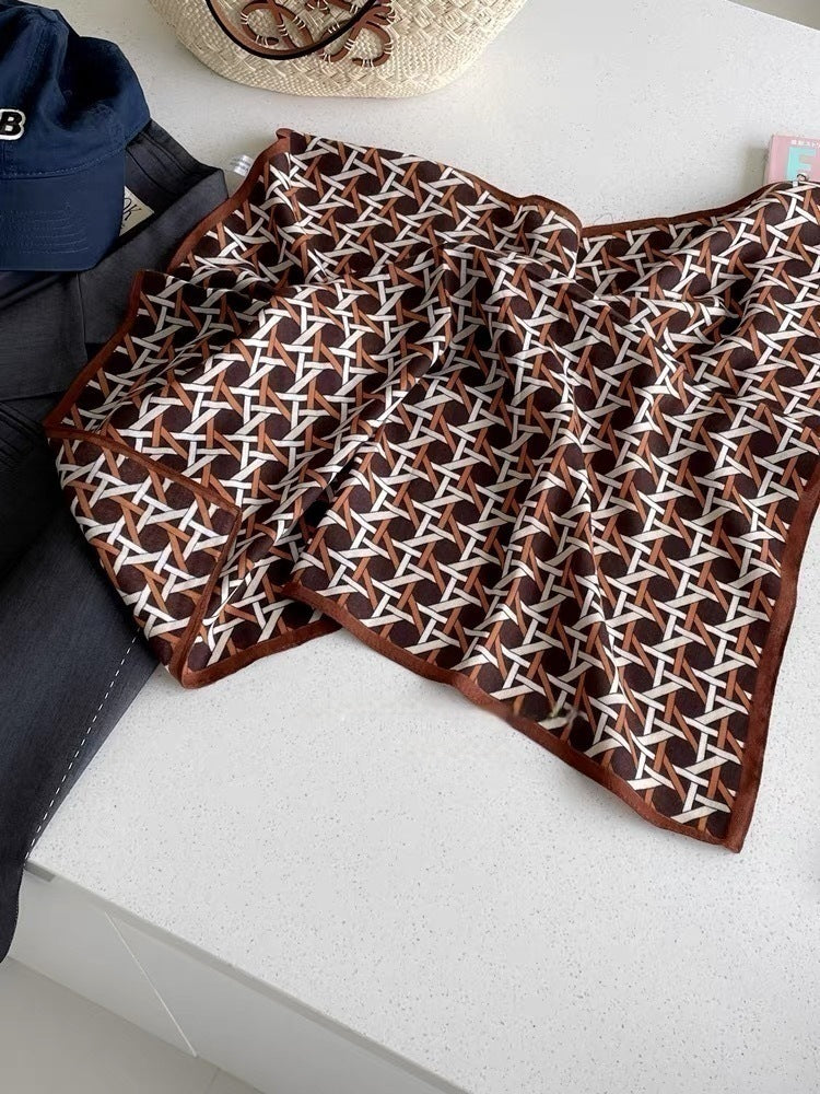 French Style Cashew Nuts Bandana In Caramel Flannel, Perfect For Spring Wear