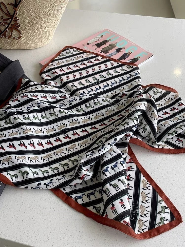 French Style Cashew Nuts Bandana In Caramel Flannel, Perfect For Spring Wear
