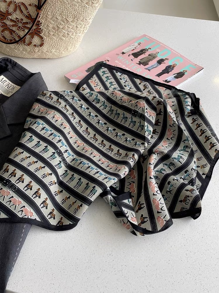 French Style Cashew Nuts Bandana In Caramel Flannel, Perfect For Spring Wear