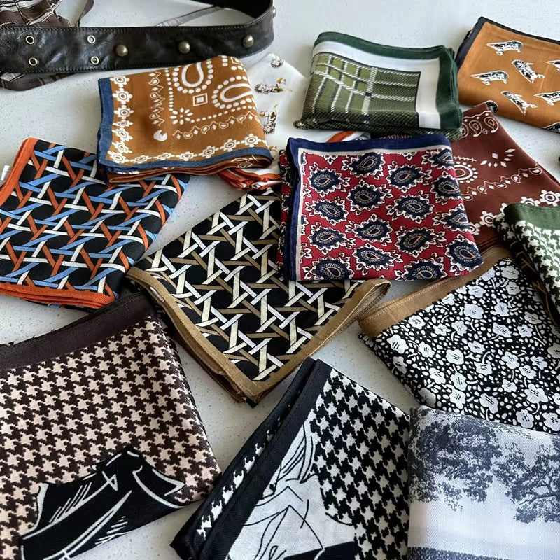 French Style Cashew Nuts Bandana In Caramel Flannel, Perfect For Spring Wear