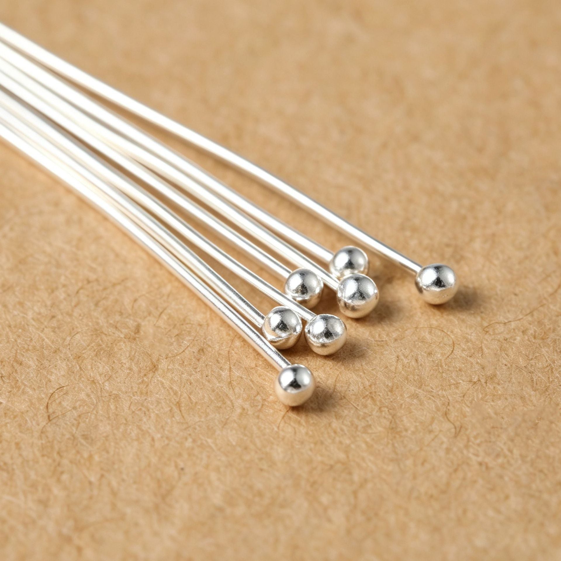 Single Ball Bead Needle In Polished S999 Silver, 1 PCS Package, Silver Jewelry Accessories With Chinoiserie Style