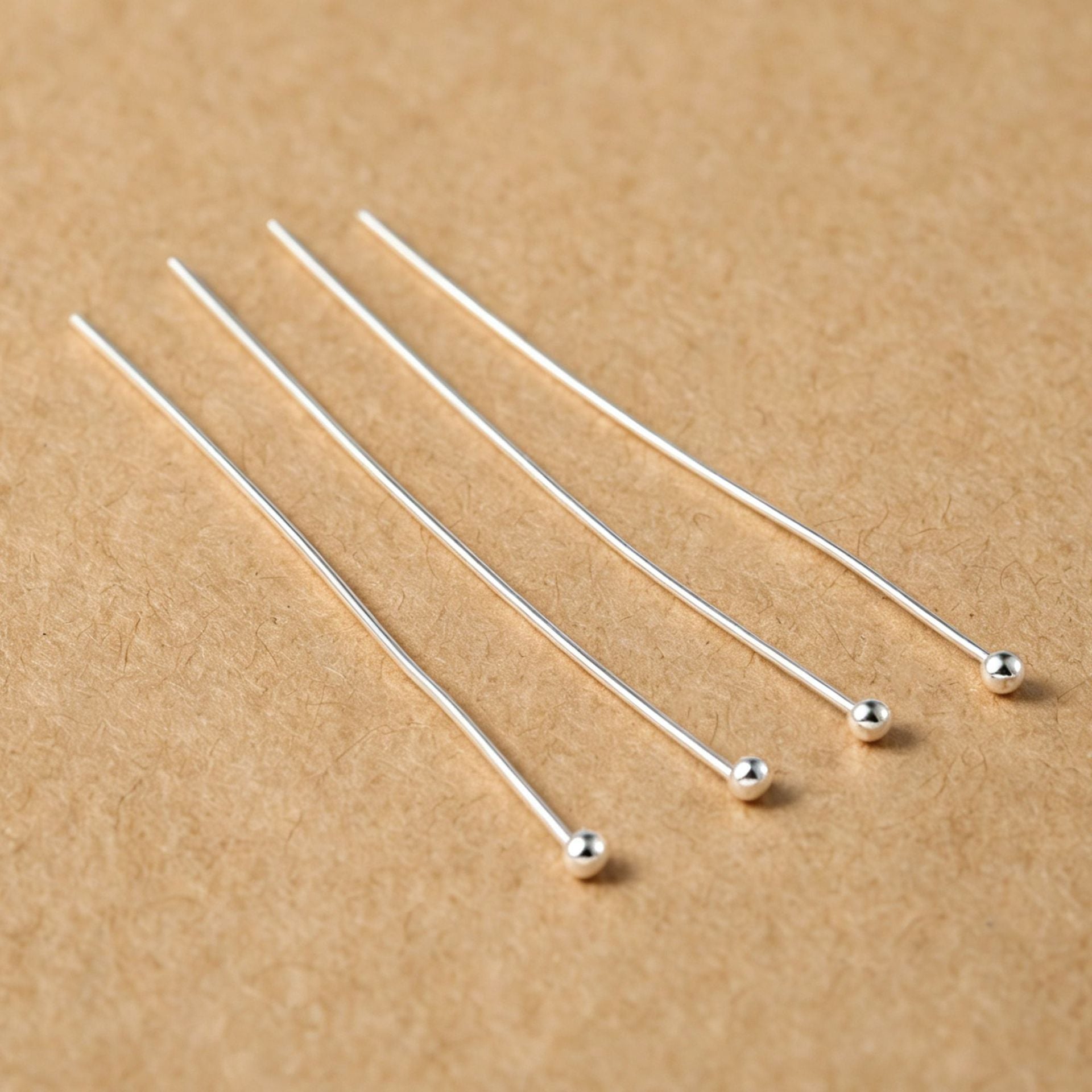 Single Ball Bead Needle In Polished S999 Silver, 1 PCS Package, Silver Jewelry Accessories With Chinoiserie Style