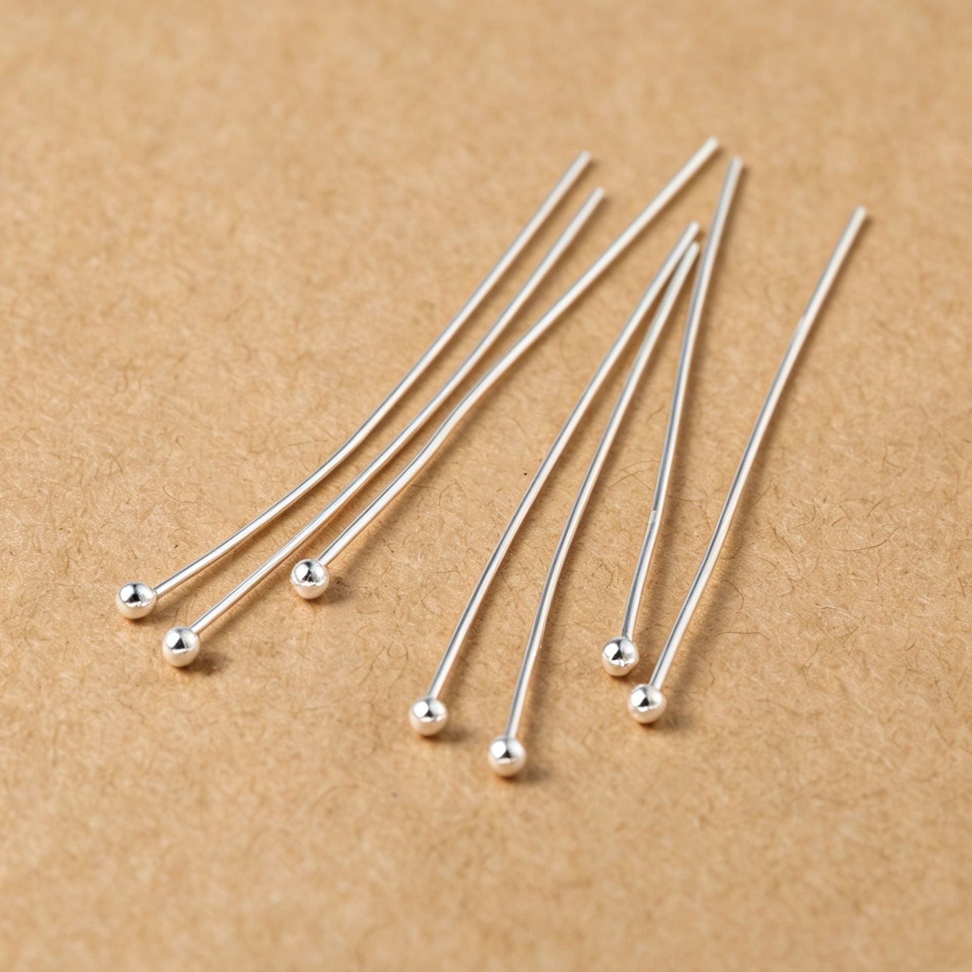Single Ball Bead Needle In Polished S999 Silver, 1 PCS Package, Silver Jewelry Accessories With Chinoiserie Style