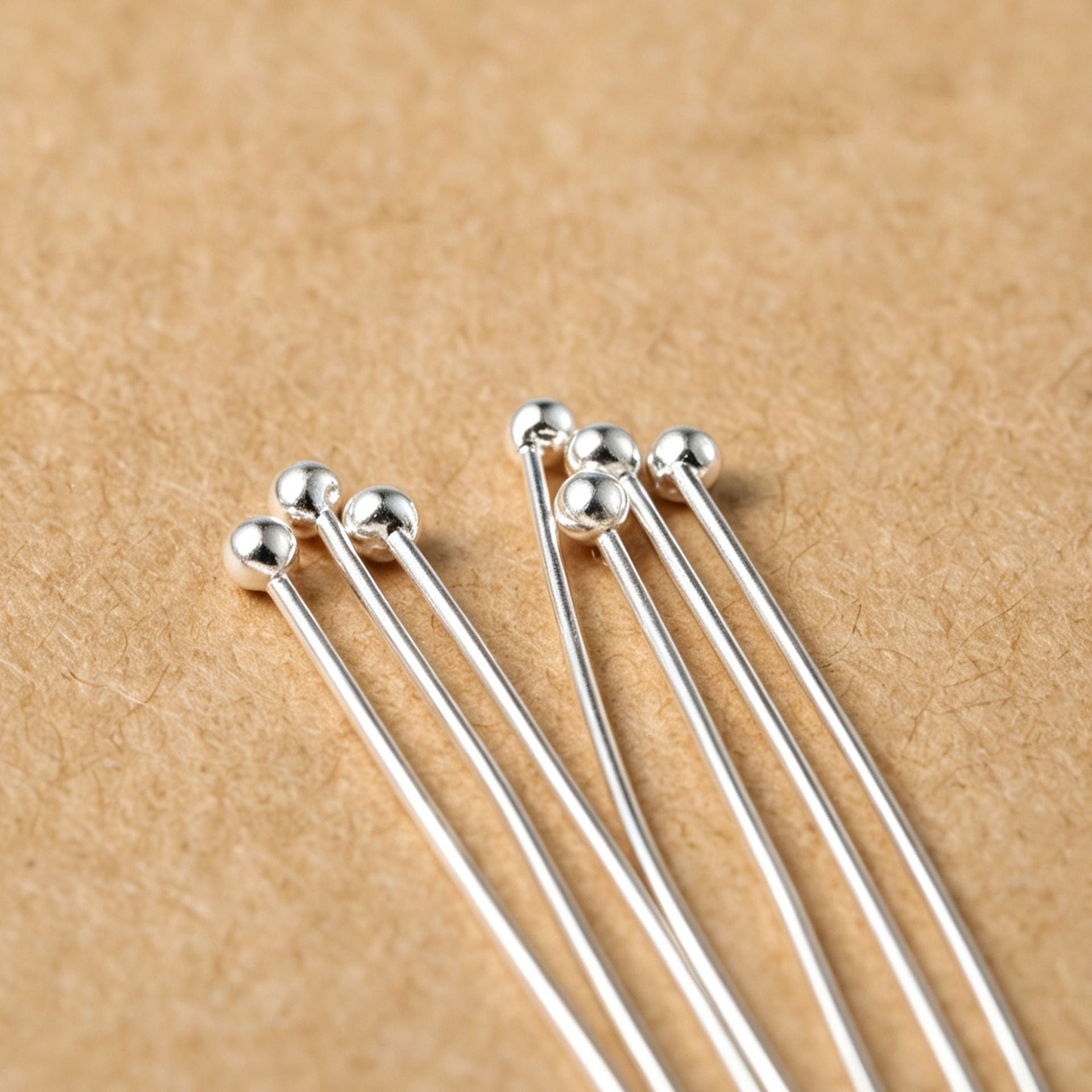 Single Ball Bead Needle In Polished S999 Silver, 1 PCS Package, Silver Jewelry Accessories With Chinoiserie Style