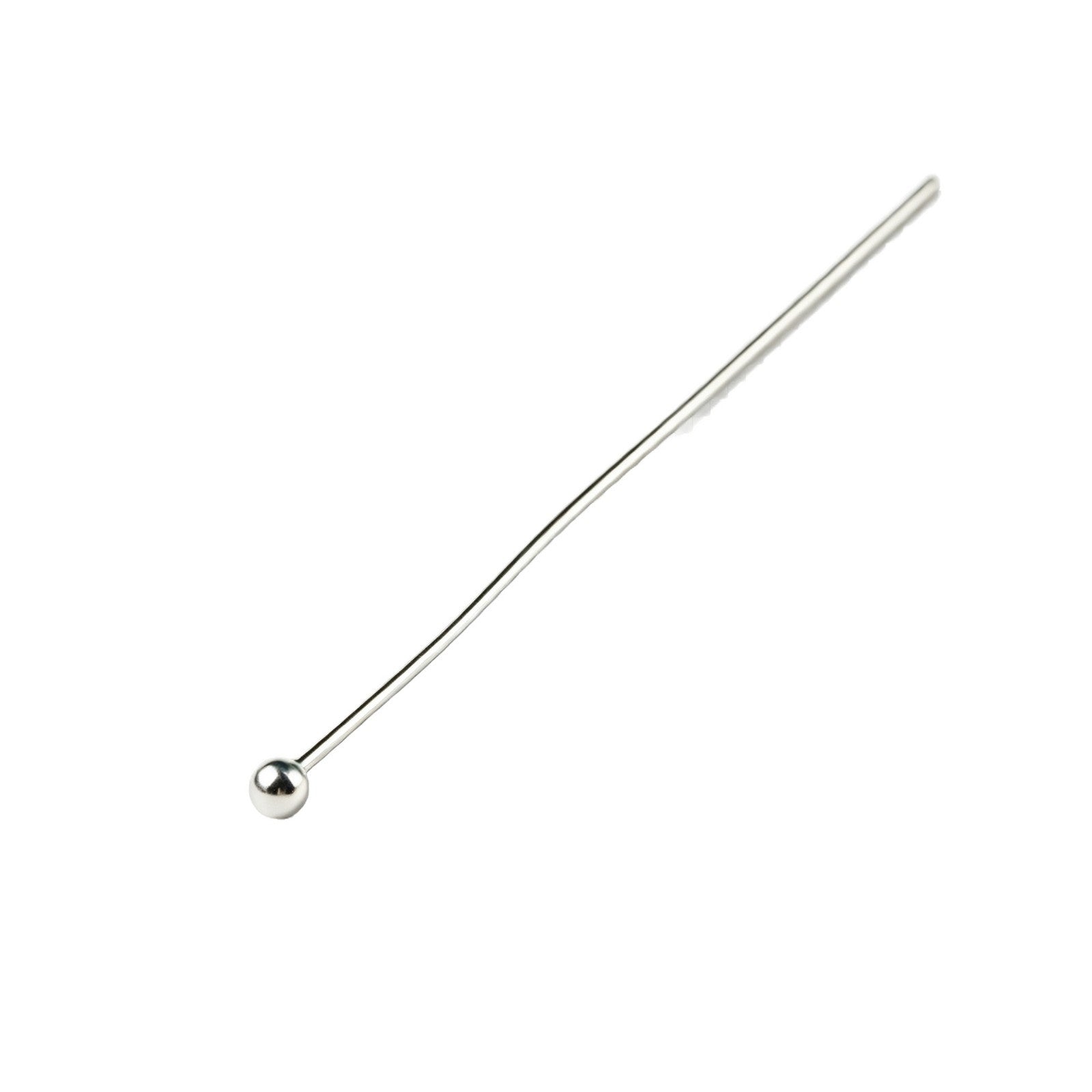 Single Ball Bead Needle In Polished S999 Silver, 1 PCS Package, Silver Jewelry Accessories With Chinoiserie Style