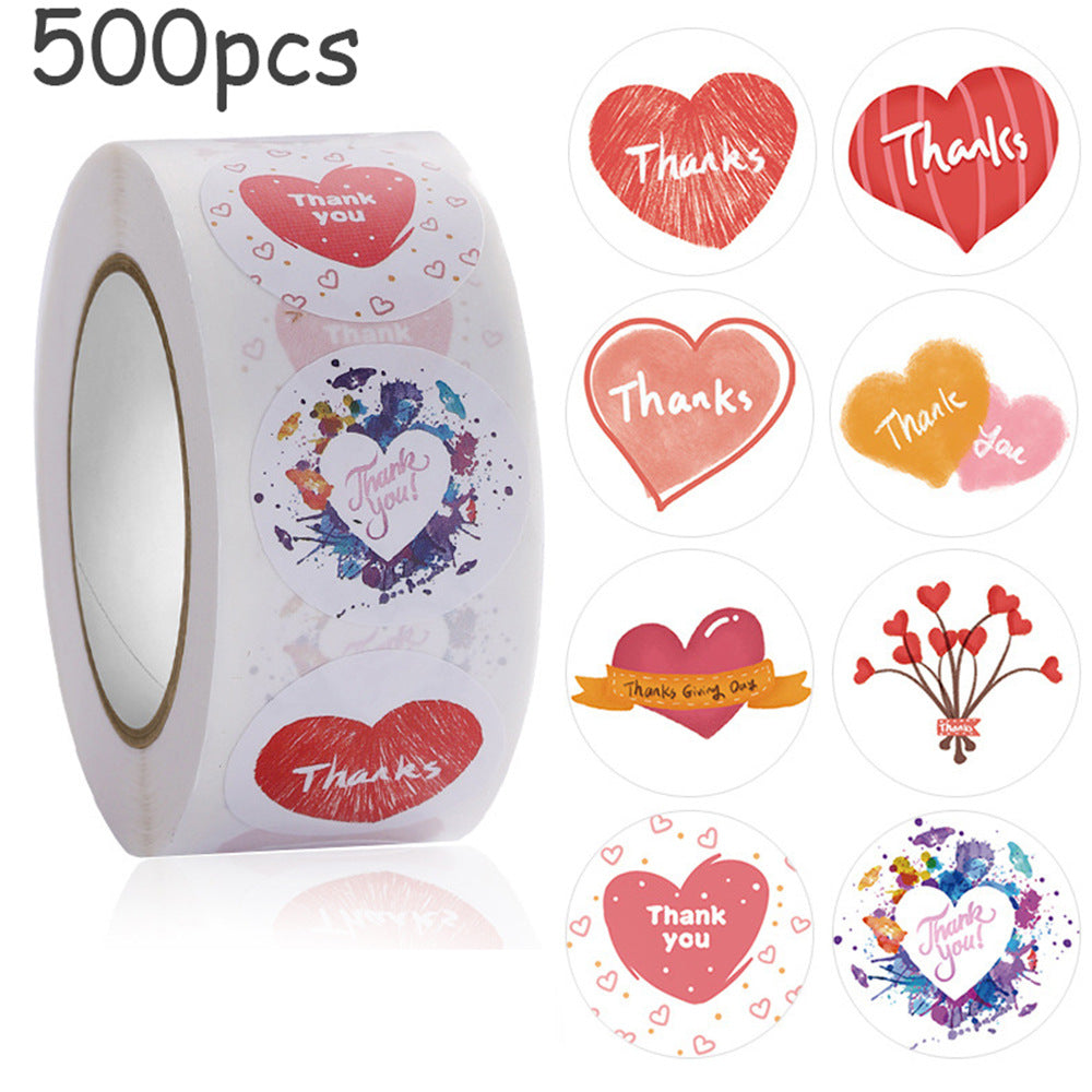 Heart Shape Stickers Paper Roll For Valentine's Day, 1 Roll Creative Stationery Stickers