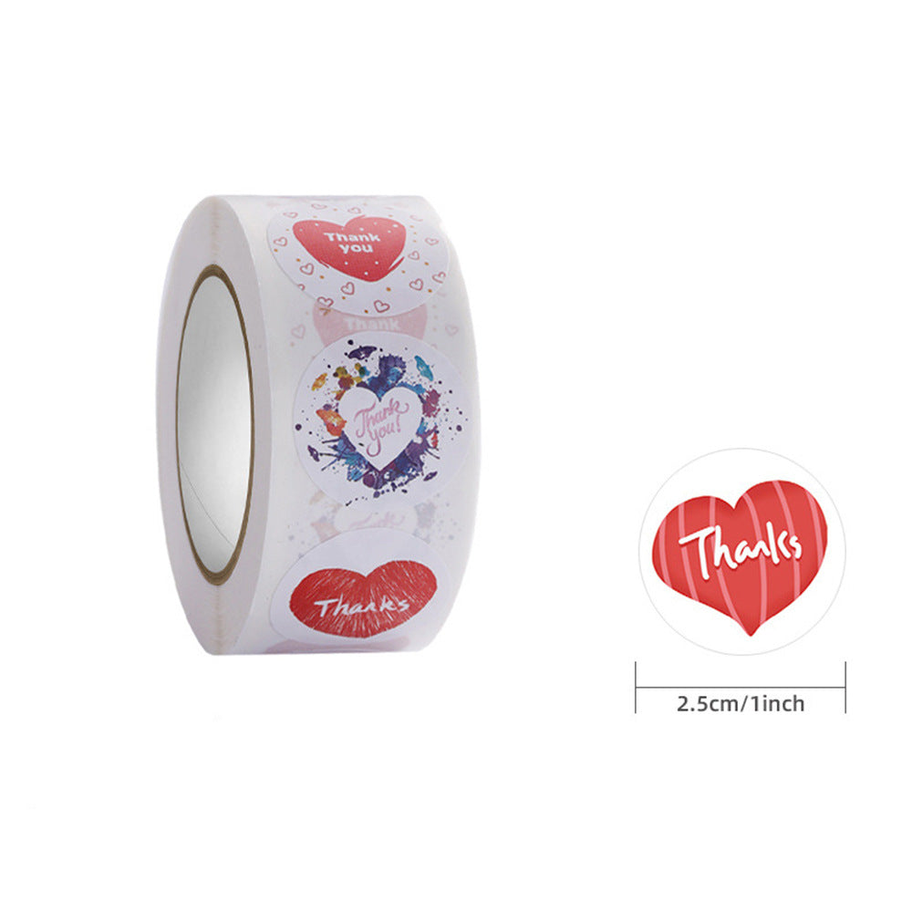 Heart Shape Stickers Paper Roll For Valentine's Day, 1 Roll Creative Stationery Stickers
