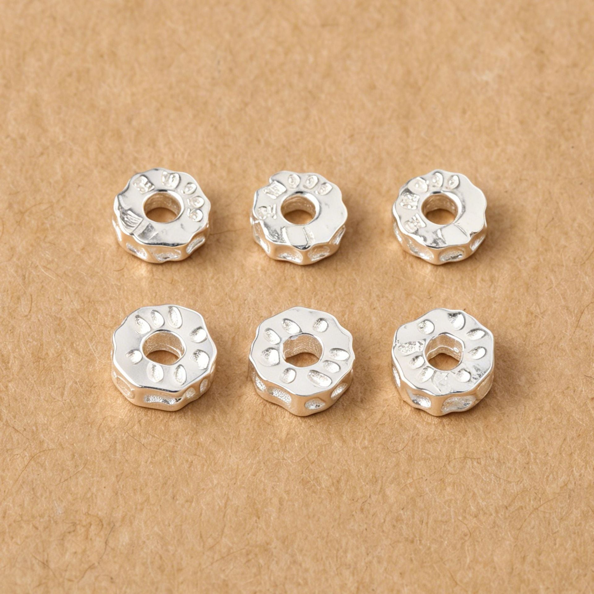 Handmade S999 Silver Spacer Bars With Hammered Craftsmanship In Silver Jewelry Accessories