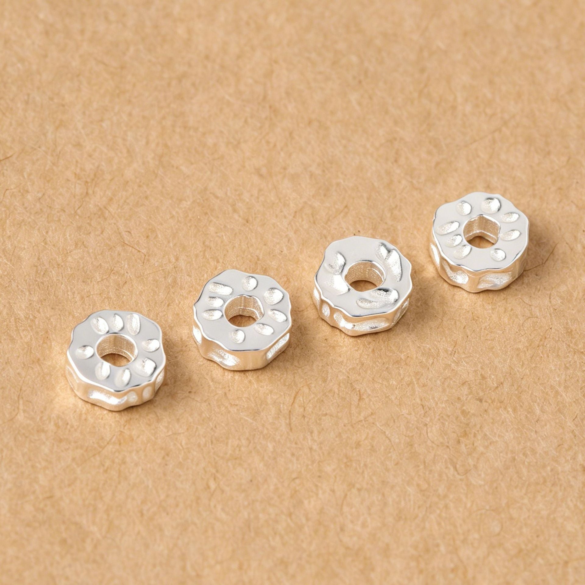 Handmade S999 Silver Spacer Bars With Hammered Craftsmanship In Silver Jewelry Accessories