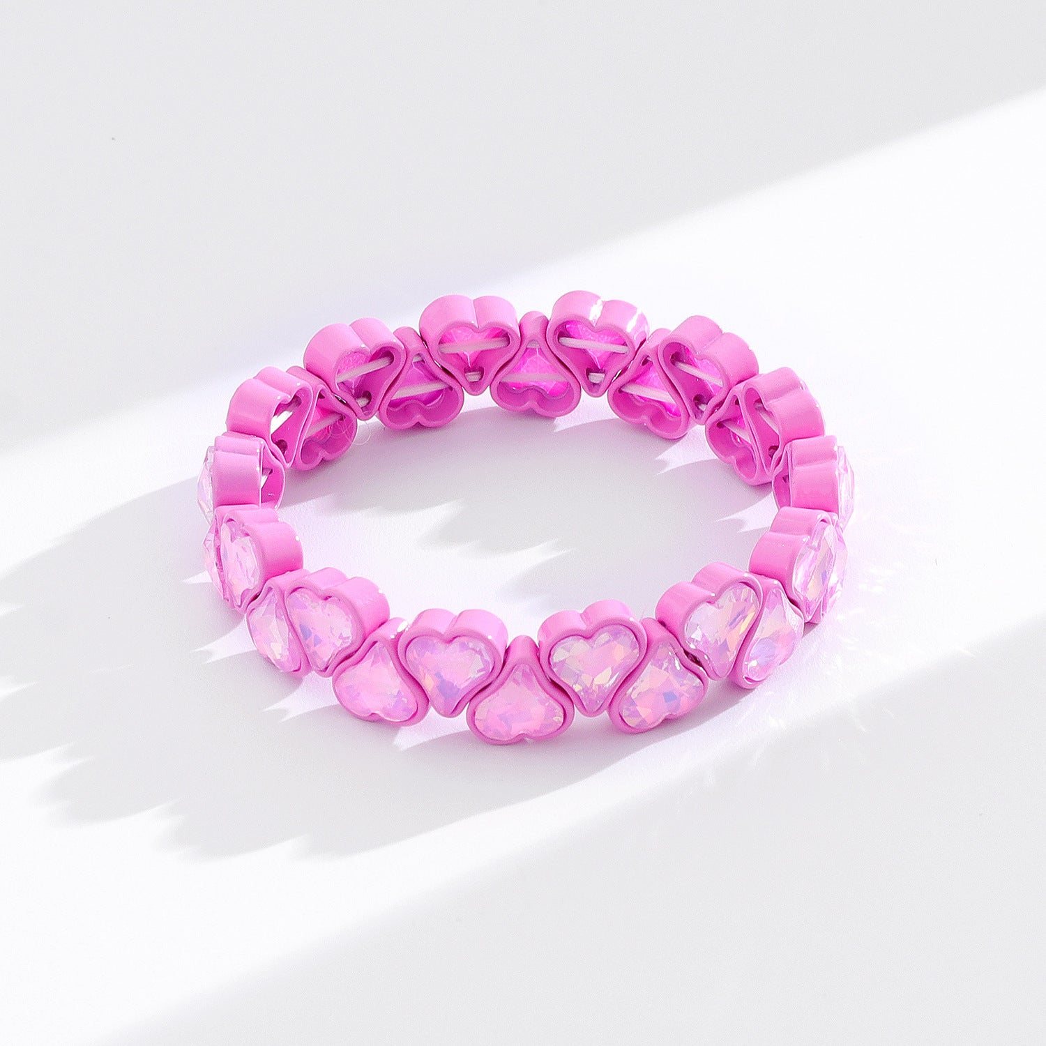 Heart Shape Bracelets For Women With Elastic String Chain, Zinc Alloy Material Featuring Rhinestones, Perfect For Business